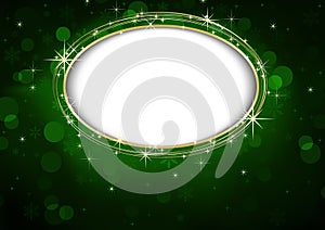 Green Defocused Christmas Background with Oval Shape
