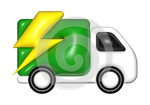 Green delivery car van 3d, icon 3d, free shipping, fast delivery