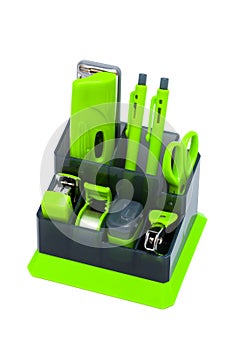 Green desk organizer