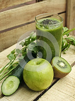 Green detox smoothie or shake