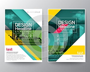 Green diagonal line Brochure annual report cover Flyer Poster Banner