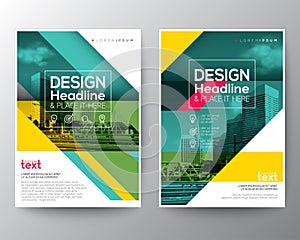 Green diagonal line Brochure annual report cover Flyer Poster Banner photo