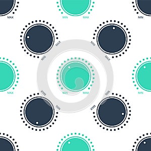 Green Dial knob level technology settings icon isolated seamless pattern on white background. Volume button, sound