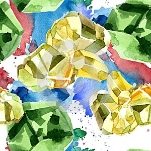 Green diamond rock jewelry mineral. Seamless background pattern.