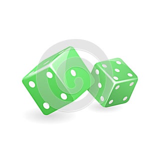 Green dice 3d realistic casino gambling game deisgn isolated icon vector illustration photo