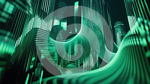 Green digital abstract data flow network background