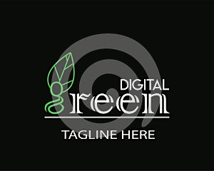 Green digital background simple logo vector