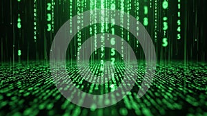 Green Digital Code Flow Data Stream Futuristic Cyberspace Background Technology Network