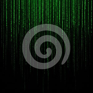 Green Digital Code Rain Abstract Background