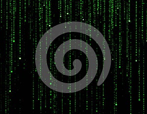 Green Digital Code Rain Abstract Background