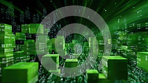 green digital data cubes stream