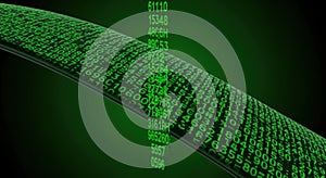 Digital Data Stream: Green Code Flow on Dark Background