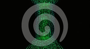 Green Digital Data Stream Visualization with Binary Code Matrix