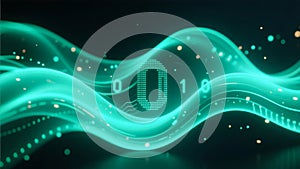 Green Digital Data Waves with Binary Code