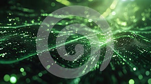 Green digital fiber optic network sending computing data