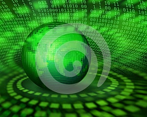 Green digital pixel planet
