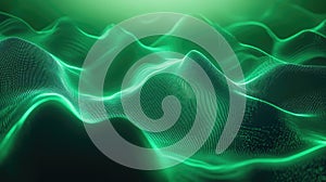 Green digital plexus network wave particles background