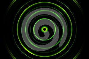 Green digital sound wave or circle signal, abstract background