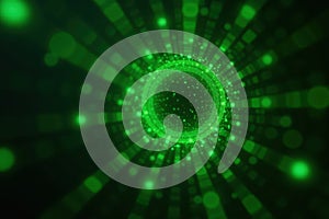 Green digital vortex binary code depth of field bokeh coding texture