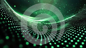 Green digital wave creating data particle network