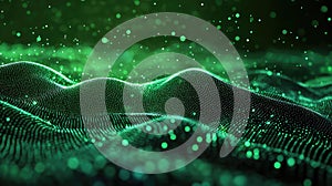 Green digital wave displaying data connection network