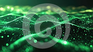 Green digital wave displaying data network connection