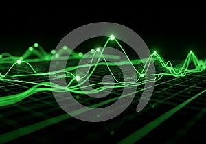 Green digital waveform abstract data visualization background technology concept