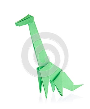 Green dinosaur Brachiosaurus of origami