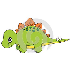 Green Dinosaur stegosaurus cartoon isolated cute illustration