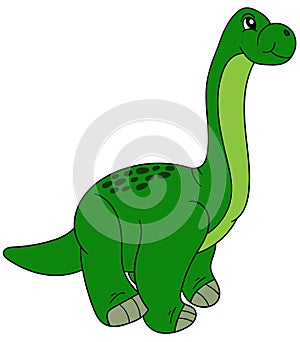 Green Dinosaur vector illustration. Apatosaurus Brachiosaurus or Brontosaurus. Cartoon character.