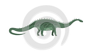 Green Diplodocus Dinosaur Of Jurassic Period, Prehistoric Extinct Giant Reptile Cartoon Realistic Animal