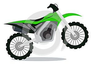 Green dirt bike, illustration, vector