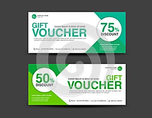 Green Discount Voucher template, coupon design, Gift, ticket