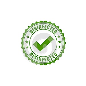 Green disinfected stamp.disinfected vector icon isolated on white background