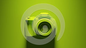 Green DLSR Camera with Green Background