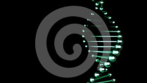Green dna replication on the black background.