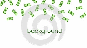 Green dollar bills horizontal background . Financial growth, Money growth, investment, profit, financial management concept.