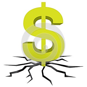 Green dollar earth crack vector