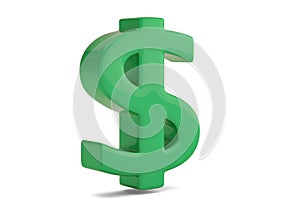 Green dollar sign symbol isolated on white background. 3D illustration.