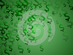 Green dollar symbols scatter currency vector