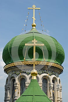 Green domes of Assumption Cathedral in Bila Krynytsia