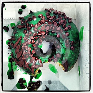 Green Donut with Chocolate Chips