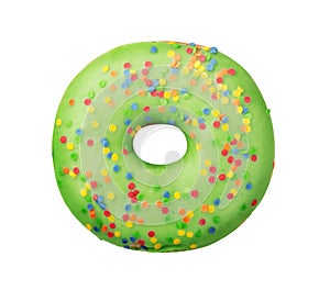 Green donut with sprinkles