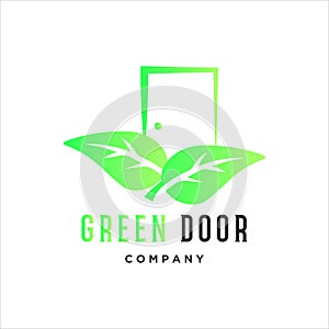 Green door logo with two leaf