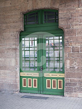 Door to trainstation Wernigerode in Germany photo