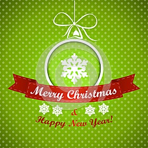 Green dotted christmas background with ball