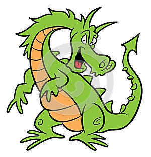 Green dragon cartoon illustration