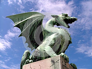 Green dragon in Ljubljana Slovenia