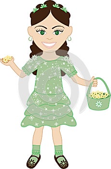 Green Dress Flower Girl