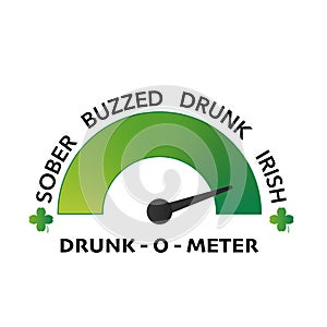 Green drunk meter indicator. Measuring gauge with dial